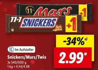 Lidl Snickers, mars oder twix Angebot