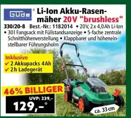 Norma Li-Ion Akku-Rasenmäher 20V „brushless“ Angebot