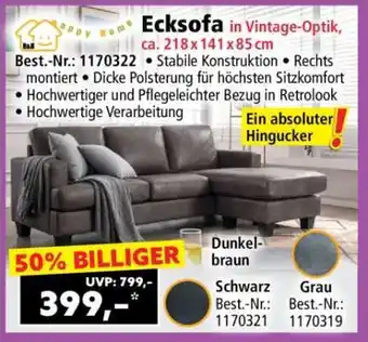 Norma Ecksofa in Vintage-Optik, ca. 218 x 141 x 85 cm Angebot