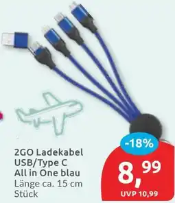 Budni 2GO Ladekabel USB/Type C All in One blau Angebot