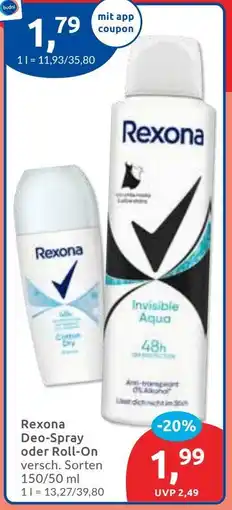 Budni Rexona Deo-Spray oder Roll-On Angebot