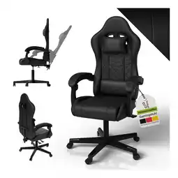 Netto Marken-Discount Juskys Gamingstuhl HyperSeat, Bürostuhl aus Kunstleder, verstellbare Rückenlehne – Schwarz Angebot
