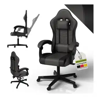 Netto Marken-Discount Juskys Gamingstuhl HyperSeat, Bürostuhl aus Kunstleder, verstellbare Rückenlehne – Grau/schwarz Angebot