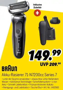 MEDIMAX BRAUN Akku-Rasierer 71-N7200cc Series 7 Angebot