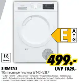 MEDIMAX SIEMENS Wärmepumpentrockner WT45HV3EP Angebot