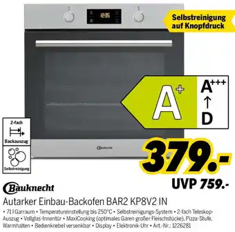 MEDIMAX Bauknecht Autarker Einbau-Backofen BAR2 KP8V2 IN Angebot