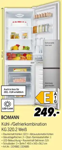 MEDIMAX BOMANN Kühl-/Gefrierkombination KG 320.2 Weiß Angebot