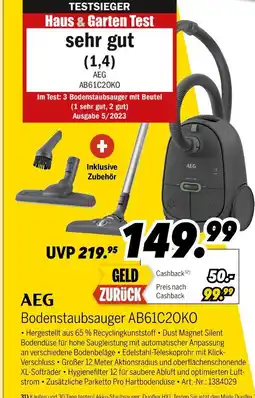 MEDIMAX Aeg bodenstaubsauger ab61c2ok0 Angebot