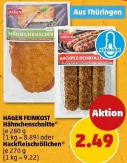 PENNY HAGEN FEINKOST Hähnchenschnitte oder Hackfleischröllchen Angebot