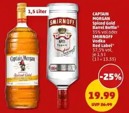 PENNY CAPTAIN MORGAN Spiced Gold Barrel Bottle oder SMIRNOFF Vodka Red Label Angebot