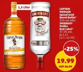 PENNY CAPTAIN MORGAN Spiced Gold Barrel Bottle oder SMIRNOFF Vodka Red Label Angebot