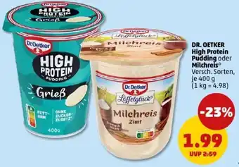 PENNY DR. OETKER High Protein Pudding oder Milchreis Angebot