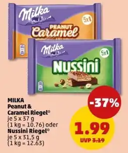 PENNY MILKA Peanut & Caramel Riegel oder Nussini Riegel Angebot