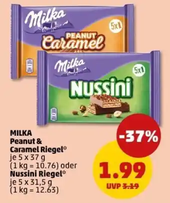 PENNY MILKA Peanut & Caramel Riegel oder Nussini Riegel Angebot