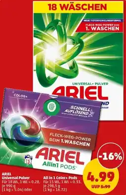 PENNY ARIEL Universal Pulver oder All in 1 Color+ Pods Angebot