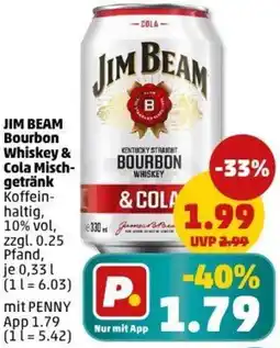 PENNY JIM BEAM Bourbon Whiskey & Cola Mischgetränk Angebot