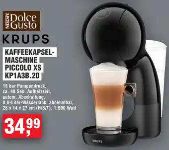 Handelshof Krups kaffeekapselmaschine piccolo XS KP1A3B.20 Angebot