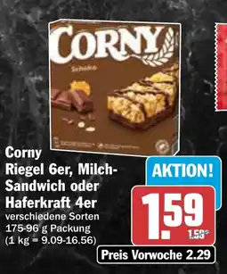 AEZ Corny Riegel 6er, Milch- Sandwich oder Haferkraft 4er Angebot