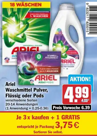 AEZ Ariel Waschmittel Pulver, Flüssig oder Pods Angebot