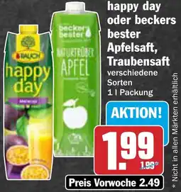 AEZ happy day oder beckers bester Apfelsaft, Traubensaft Angebot