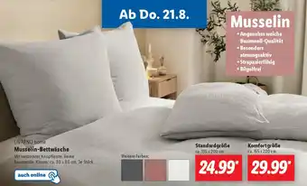 Lidl LIVARNO home Musselin-Bettwäsche Standardgröße ca. 135 x 200 cm Angebot