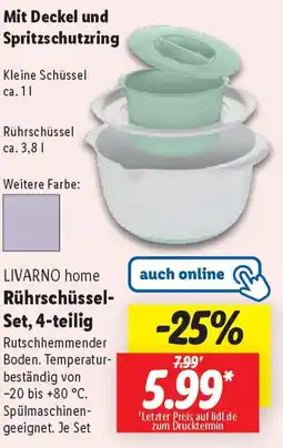 Lidl LIVARNO home Rührschüssel- Set, 4-teilig Angebot