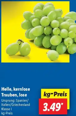 Lidl Helle, kernlose Trauben, lose Angebot
