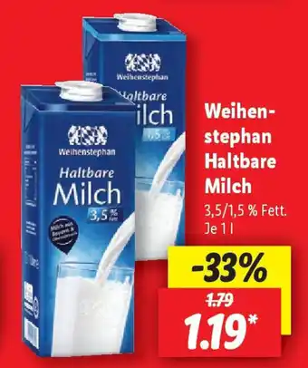 Lidl Weihenstephan Haltbare Milch Angebot
