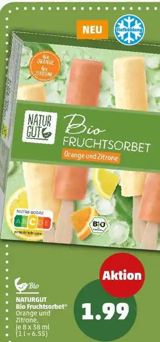 PENNY NATURGUT Bio Fruchtsorbet* Orange und Zitrone Angebot
