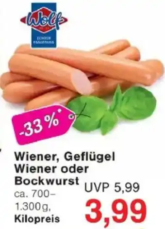 Jawoll Wiener, Geflügel Wiener oder Bockwurst Angebot