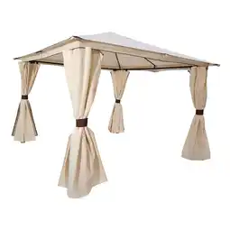 Netto Marken-Discount DEGAMO Pavillon VENEZIA 3x3 Meter, Stahl schwarz, Plane PVC-beschichtet écru, mit Seitenplanen Angebot