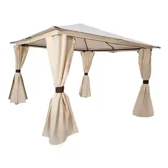 Netto Marken-Discount DEGAMO Pavillon VENEZIA 3x3 Meter, Stahl schwarz, Plane PVC-beschichtet écru, mit Seitenplanen Angebot