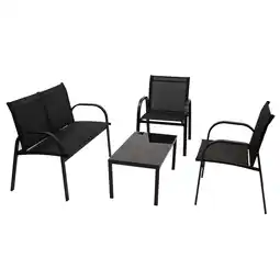 Netto Marken-Discount DEGAMO Lounge Set ARONA 4-teilig, Metall + Kunstgewebe schwarz Angebot