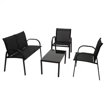 Netto Marken-Discount DEGAMO Lounge Set ARONA 4-teilig, Metall + Kunstgewebe schwarz Angebot