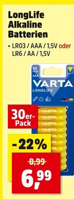 Thomas Philipps Varta longlife alkaline batterien lr03 / aaa / 1,5v Angebot
