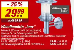 toom Baumarkt Wandleuchte „inox“  Angebot