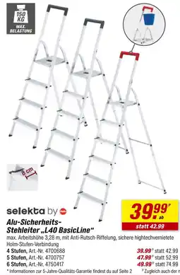 toom Baumarkt Selekta by hailo alu-sicherheits-stehleiter l40 basicline Angebot