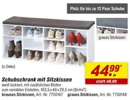 toom Baumarkt Schuhschrank mit braunem sitzkissen Angebot