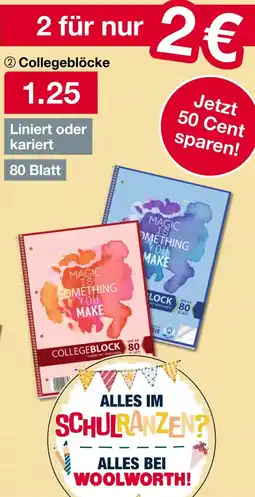 Woolworth 2 Collegeblöcke Angebot