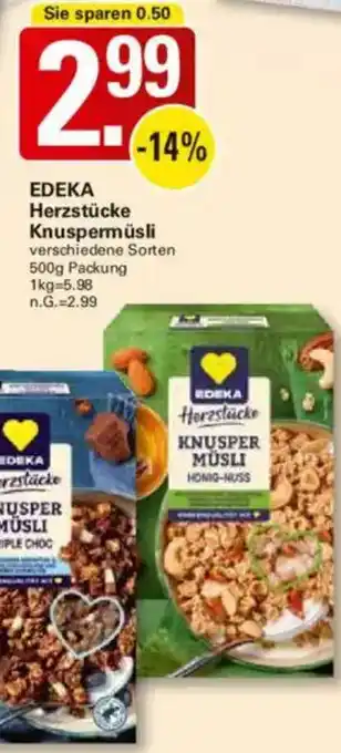 WEZ EDEKA Herzstücke Knuspermüsli Angebot