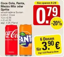 WEZ Coca Cola, Fanta, Mezzo Mix oder Sprite Angebot