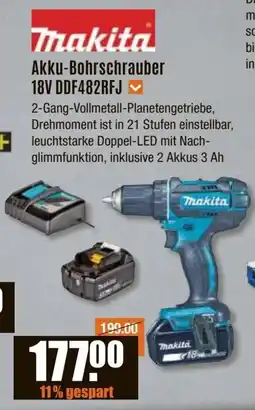 V Baumarkt Makita Akku-Bohrschrauber 18V DDF482RFJ Angebot