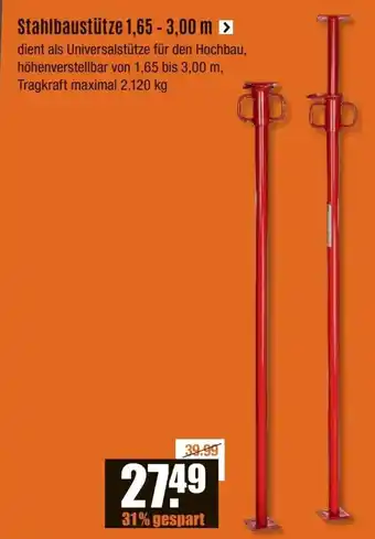 V Baumarkt Stahlbaustütze 1,65 - 3,00 m Angebot