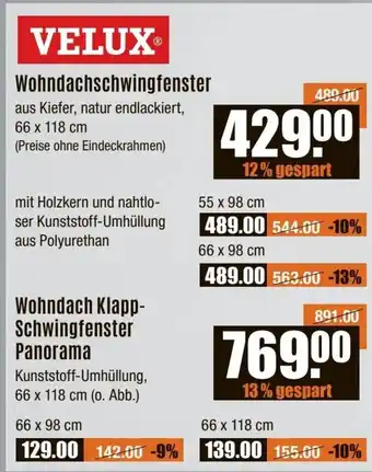 V Baumarkt VELUX Wohndachschwingfenster Angebot