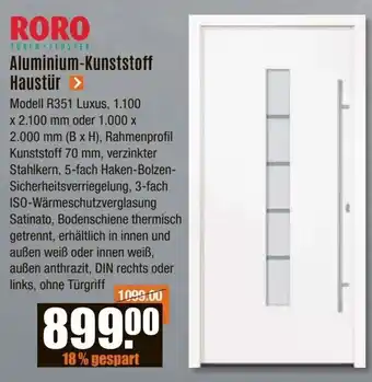 V Baumarkt RORO Aluminium-Kunststoff Haustür Angebot