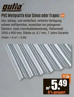 V Baumarkt gutta PVC Wellplatte klar Sinus oder Trapez Angebot