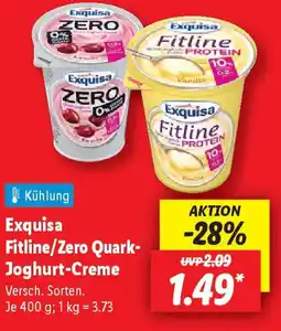 Lidl Exquisa Fitline/Zero Quark- Joghurt-Creme Angebot