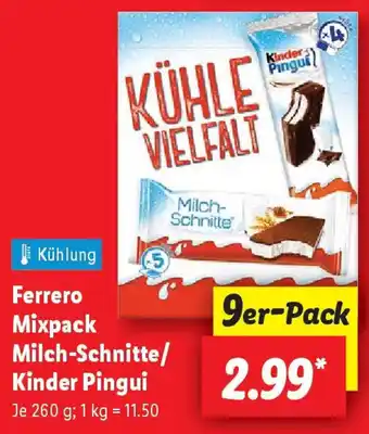 Lidl Ferrero Mixpack Milch-Schnitte/ Kinder Pingui Angebot
