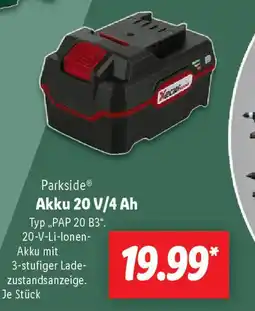 Lidl Parkside Akku 20 V/4 Ah Angebot