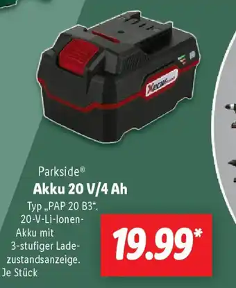 Lidl Parkside Akku 20 V/4 Ah Angebot